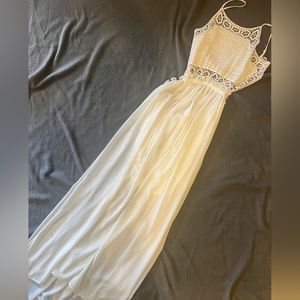 White halter maxi dress